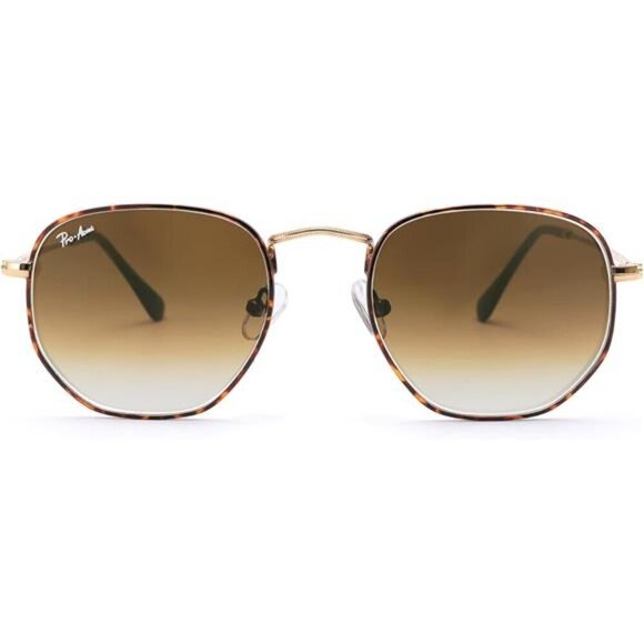 Small Square Sunglasses Real Glass Lens Hexagonal Frame UV400 Women Men Metal main image 4